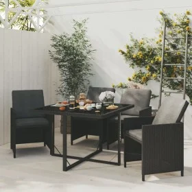 Garden dining set 5 pieces with black synthetic rattan cushions by vidaXL, Garden sets - Ref: Foro24-3095504, Price: 322,48 €...