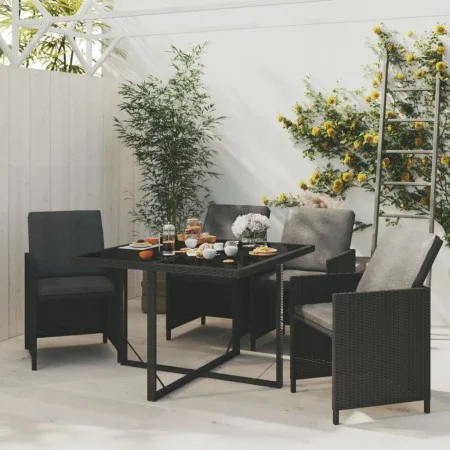 Garden dining set 5 pieces with black synthetic rattan cushions by vidaXL, Garden sets - Ref: Foro24-3095504, Price: 322,48 €...