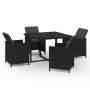 Garden dining set 5 pieces with black synthetic rattan cushions by vidaXL, Garden sets - Ref: Foro24-3095504, Price: 322,48 €...