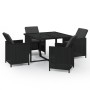 Set comedor de jardín 5 pzas con cojines ratán sintético negro