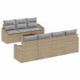 Conjunto de sofá de jardín con cojín 8 pcs Beige y Gris Claro
