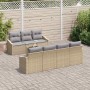 Conjunto de sofá de jardín con cojín 8 pcs Beige y Gris Claro