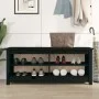 Schuhablage Bank Massivholz Kiefer schwarz 110x38x45,5 cm von vidaXL, Schuhregale und Schuhorganisatoren - Ref: Foro24-813778...