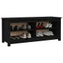 Schuhablage Bank Massivholz Kiefer schwarz 110x38x45,5 cm von vidaXL, Schuhregale und Schuhorganisatoren - Ref: Foro24-813778...