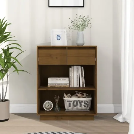 Mesa consola de madera maciza de pino marrón miel 60x34x75 cm de vidaXL, Aparadores - Ref: Foro24-813837, Precio: 65,57 €, De...