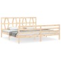 Bed frame with solid wood headboard 200x200 cm by vidaXL, Beds and slatted bases - Ref: Foro24-3194396, Price: 145,26 €, Disc...