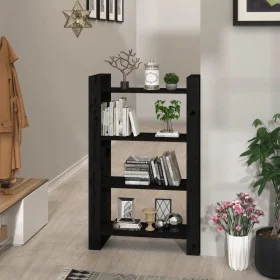 Black pine wood shelving/space divider 80x35x125 cm by vidaXL, Bookcases and shelves - Ref: Foro24-813908, Price: 58,83 €, Di...