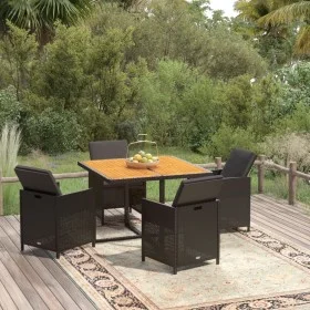 Garden dining set 5 pieces with black synthetic rattan cushions by vidaXL, Garden sets - Ref: Foro24-3095519, Price: 314,94 €...