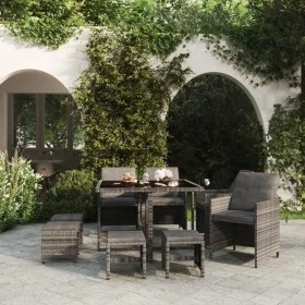 Garden dining set 9 pieces and gray synthetic rattan cushions by vidaXL, Garden sets - Ref: Foro24-3095511, Price: 484,11 €, ...