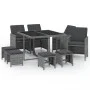 Garden dining set 9 pieces and gray synthetic rattan cushions by vidaXL, Garden sets - Ref: Foro24-3095511, Price: 484,11 €, ...
