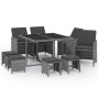 Set comedor jardín 9 pzas y cojines ratán sintético gris de vidaXL, Conjuntos de jardín - Ref: Foro24-3095511, Precio: 435,45 €