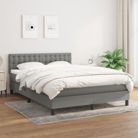 Cama box spring con colchón tela gris oscuro 140x200 cm Cama box spring con colchón tela gris oscuro 140x200 cm