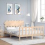 Bed frame with solid wood headboard 140x190 cm by vidaXL, Beds and slatted bases - Ref: Foro24-3193446, Price: 127,39 €, Disc...
