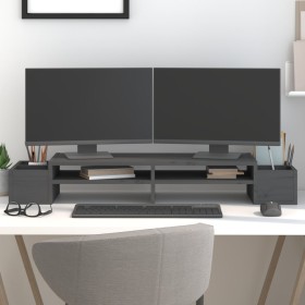 Monitorständer aus massivem grauem Kiefernholz 100x27,5x15 cm von vidaXL, Computersockel und -erhöhungen - Ref: Foro24-813971...