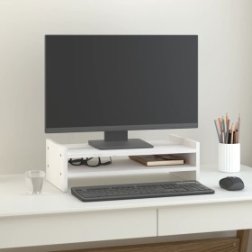 Soporte de monitor madera maciza de pino blanco 50x27x15 cm
