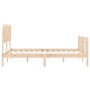 Bed frame with solid wood headboard 140x190 cm by vidaXL, Beds and slatted bases - Ref: Foro24-3193446, Price: 127,39 €, Disc...
