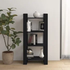 Black solid wood shelving/space divider 60x35x125 cm by vidaXL, Bookcases and shelves - Ref: Foro24-813888, Price: 58,79 €, D...