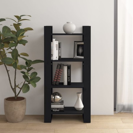 Black solid wood shelving/space divider 60x35x125 cm by vidaXL, Bookcases and shelves - Ref: Foro24-813888, Price: 59,42 €, D...