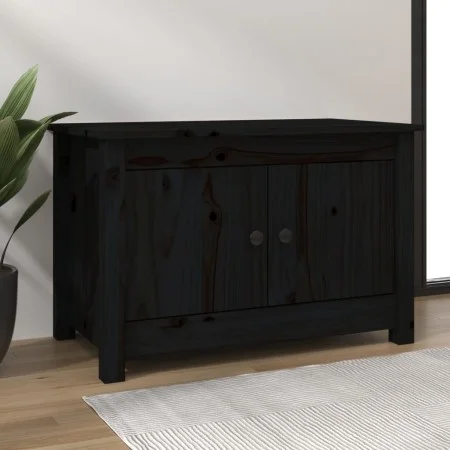 Solid black pine wood shoe cabinet 70x38x45.5 cm by vidaXL, Shoe racks and shoe organizers - Ref: Foro24-813783, Price: 56,34...