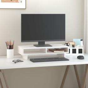 Soporte para monitor madera maciza de pino blanco 60x27x14 cm de vidaXL, Bases y elevadores para ordenadores - Ref: Foro24-81...