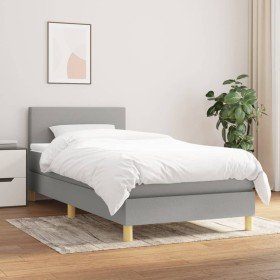 Cama box spring con colchón tela gris claro 80x200 cm en Camas y somieres | Comprar online en Foro24