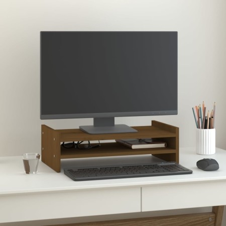 Monitor stand solid pine wood honey brown 50x27x15 cm by vidaXL, Computer bases and risers - Ref: Foro24-814022, Price: 21,78...