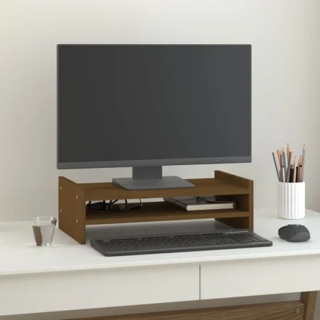 Monitor stand solid pine wood honey brown 50x27x15 cm by vidaXL, Computer bases and risers - Ref: Foro24-814022, Price: 21,57...