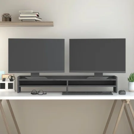 Solid pine wood monitor stand 100x24x16 cm in gray. by vidaXL, Computer bases and risers - Ref: Foro24-813991, Price: 35,66 €...