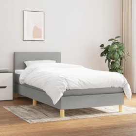 Cama box spring con colchón tela gris claro 90x190 cm en Camas y somieres | Comprar online en Foro24