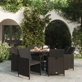 9-piece garden dining set with black synthetic rattan cushions. by vidaXL, Garden sets - Ref: Foro24-3095506, Price: 535,36 €...