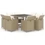 9-teiliges Garten-Essset mit beigen Kissen aus synthetischem Rattan von vidaXL, Gartensets - Ref: Foro24-3095516, Preis: 568,...
