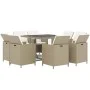 9-teiliges Garten-Essset mit beigen Kissen aus synthetischem Rattan von vidaXL, Gartensets - Ref: Foro24-3095516, Preis: 568,...