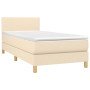 Cama box spring con colchón tela color crema 90x190 cm