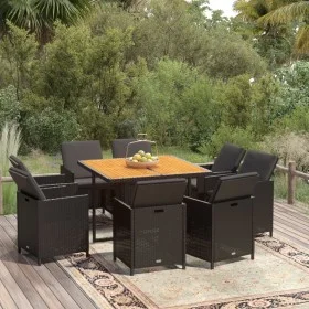 9-piece garden dining set and black synthetic rattan cushions by vidaXL, Garden sets - Ref: Foro24-3095521, Price: 529,27 €, ...