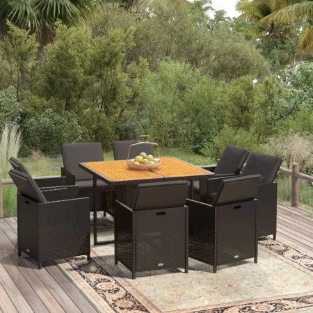 9-piece garden dining set and black synthetic rattan cushions by vidaXL, Garden sets - Ref: Foro24-3095521, Price: 529,27 €, ...