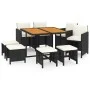 9-piece garden dining set and black synthetic rattan cushions by vidaXL, Garden sets - Ref: Foro24-3095522, Price: 439,79 €, ...