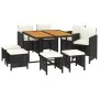 9-piece garden dining set and black synthetic rattan cushions by vidaXL, Garden sets - Ref: Foro24-3095522, Price: 439,79 €, ...