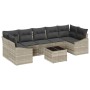 Conjunto de sofá de jardín 8 pcs Gris Claro 55 x 55 x 37 cm