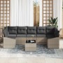 Conjunto de sofá de jardín 8 pcs Gris Claro 55 x 55 x 37 cm