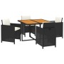 5-teiliges Garten-Essset mit schwarzen Kissen aus synthetischem Rattan von vidaXL, Gartensets - Ref: Foro24-3095518, Preis: 3...