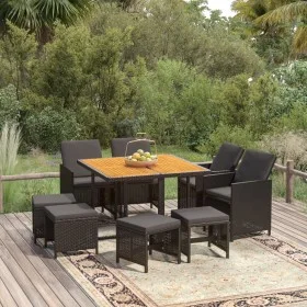 9-piece garden dining set and black synthetic rattan cushions by vidaXL, Garden sets - Ref: Foro24-3095523, Price: 438,46 €, ...