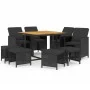 9-teiliges Garten-Essset und schwarze Kissen aus synthetischem Rattan von vidaXL, Gartensets - Ref: Foro24-3095523, Preis: 43...