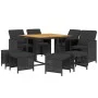 9-teiliges Garten-Essset und schwarze Kissen aus synthetischem Rattan von vidaXL, Gartensets - Ref: Foro24-3095523, Preis: 43...