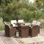 Set de comedor jardín 9 pzas y cojines ratán sintético marrón de vidaXL, Conjuntos de jardín - Ref: Foro24-3095513, Precio: 5...