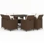 Set de comedor jardín 9 pzas y cojines ratán sintético marrón de vidaXL, Conjuntos de jardín - Ref: Foro24-3095513, Precio: 5...
