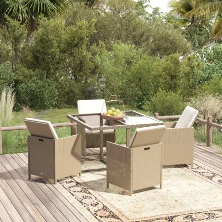5-piece garden dining set with beige synthetic rattan cushions by vidaXL, Garden sets - Ref: Foro24-3095515, Price: 350,40 €,...