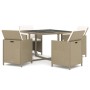 5-piece garden dining set with beige synthetic rattan cushions by vidaXL, Garden sets - Ref: Foro24-3095515, Price: 354,75 €,...