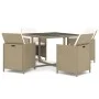 5-piece garden dining set with beige synthetic rattan cushions by vidaXL, Garden sets - Ref: Foro24-3095515, Price: 350,40 €,...