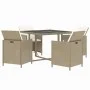 5-piece garden dining set with beige synthetic rattan cushions by vidaXL, Garden sets - Ref: Foro24-3095515, Price: 350,40 €,...