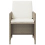Set comedor de jardín 9 pzas con cojines ratán sintético beige